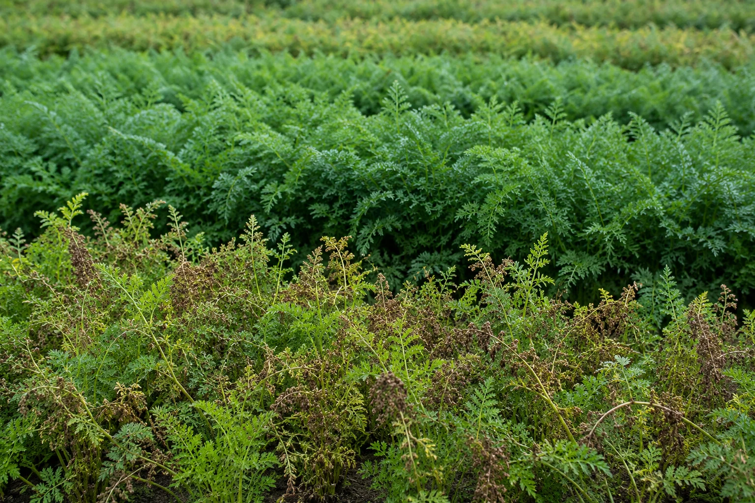 Alternaria, loofverbruining - peen, oefenbeeld uit de AgriLearn-beeldenbank