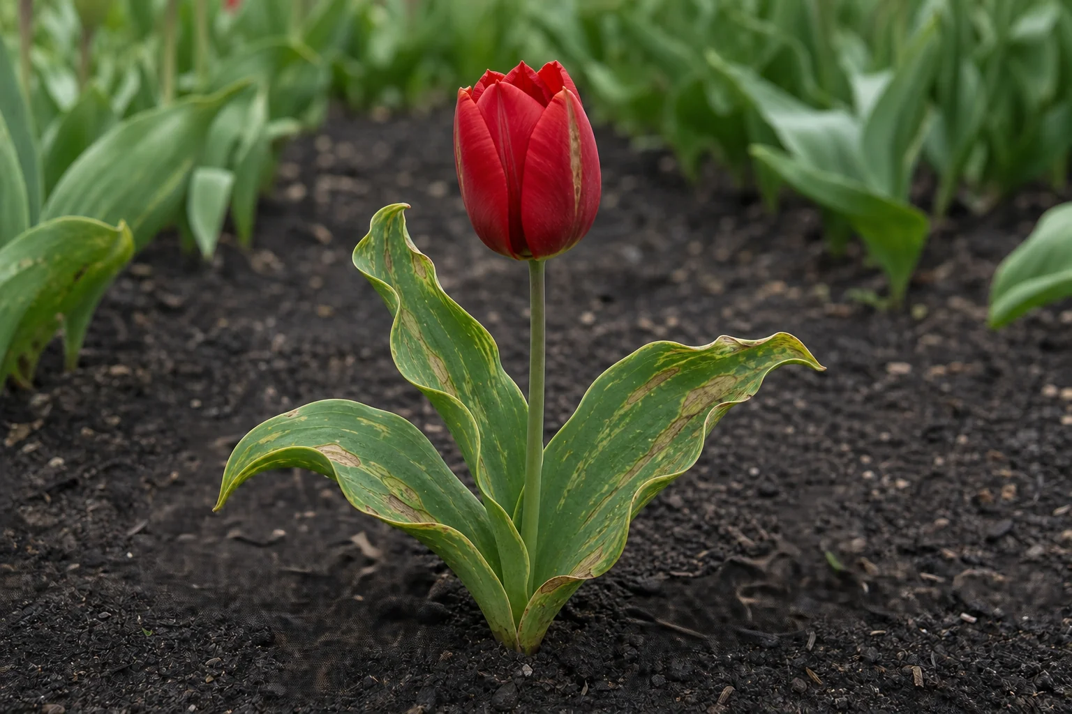 Augustaziek - Olijvenmildmozaiekvirus (OMMV), oefenbeeld uit de AgriLearn-beeldenbank