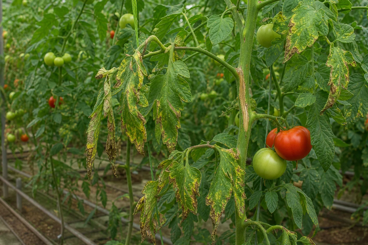 Bacterieverwelkingsziekte tomaat, oefenbeeld uit de AgriLearn-beeldenbank