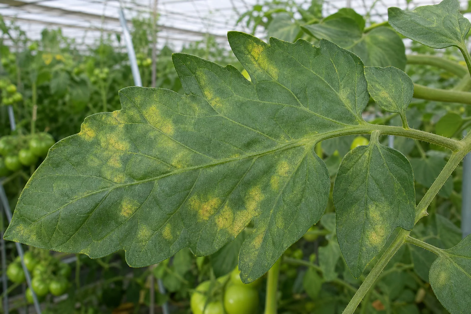 Bladvlekkenziekte - tomaat, oefenbeeld uit de AgriLearn-beeldenbank