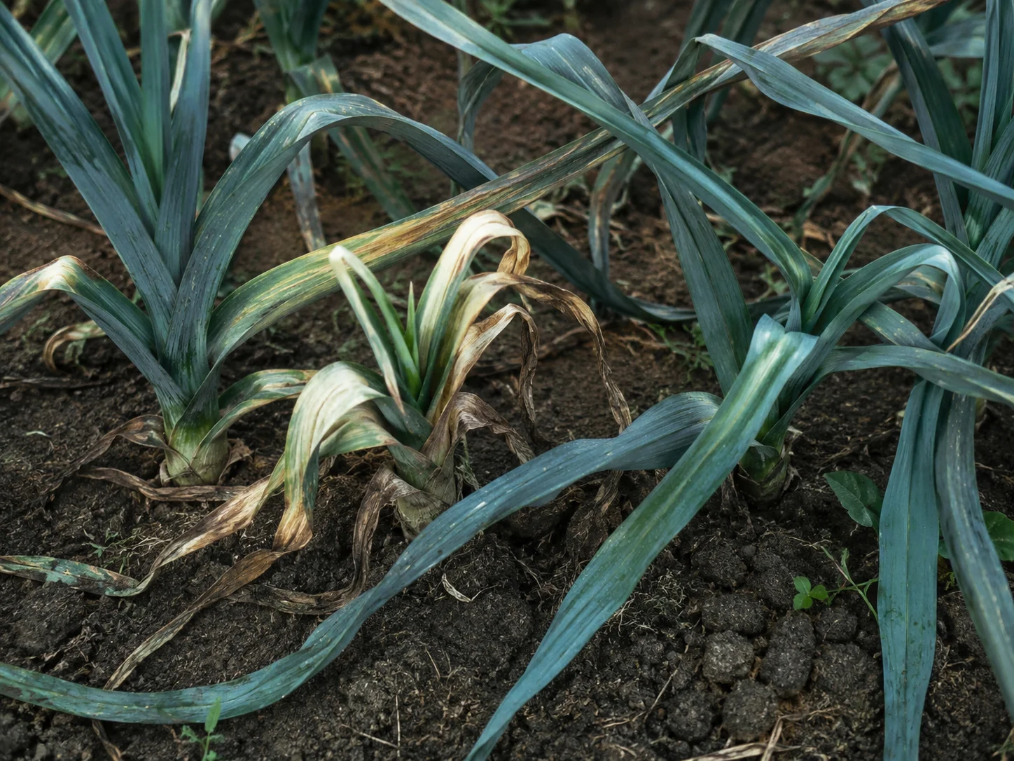 Papiervlekkenziekte - prei, oefenbeeld uit de AgriLearn-beeldenbank