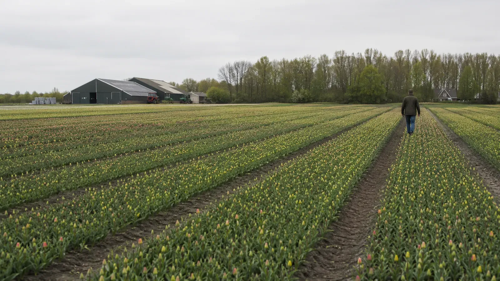 Bollenteler bij tulpenvelden